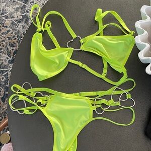 Neon Green Strappy Bikini Set